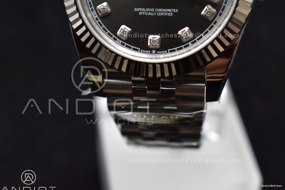 Best Clean 1:1 126334 DateJust Dial VR 421 Diamonds Steel Grey Edition Bracelet Jubilee SmartChoice SS On 41 904L 1214